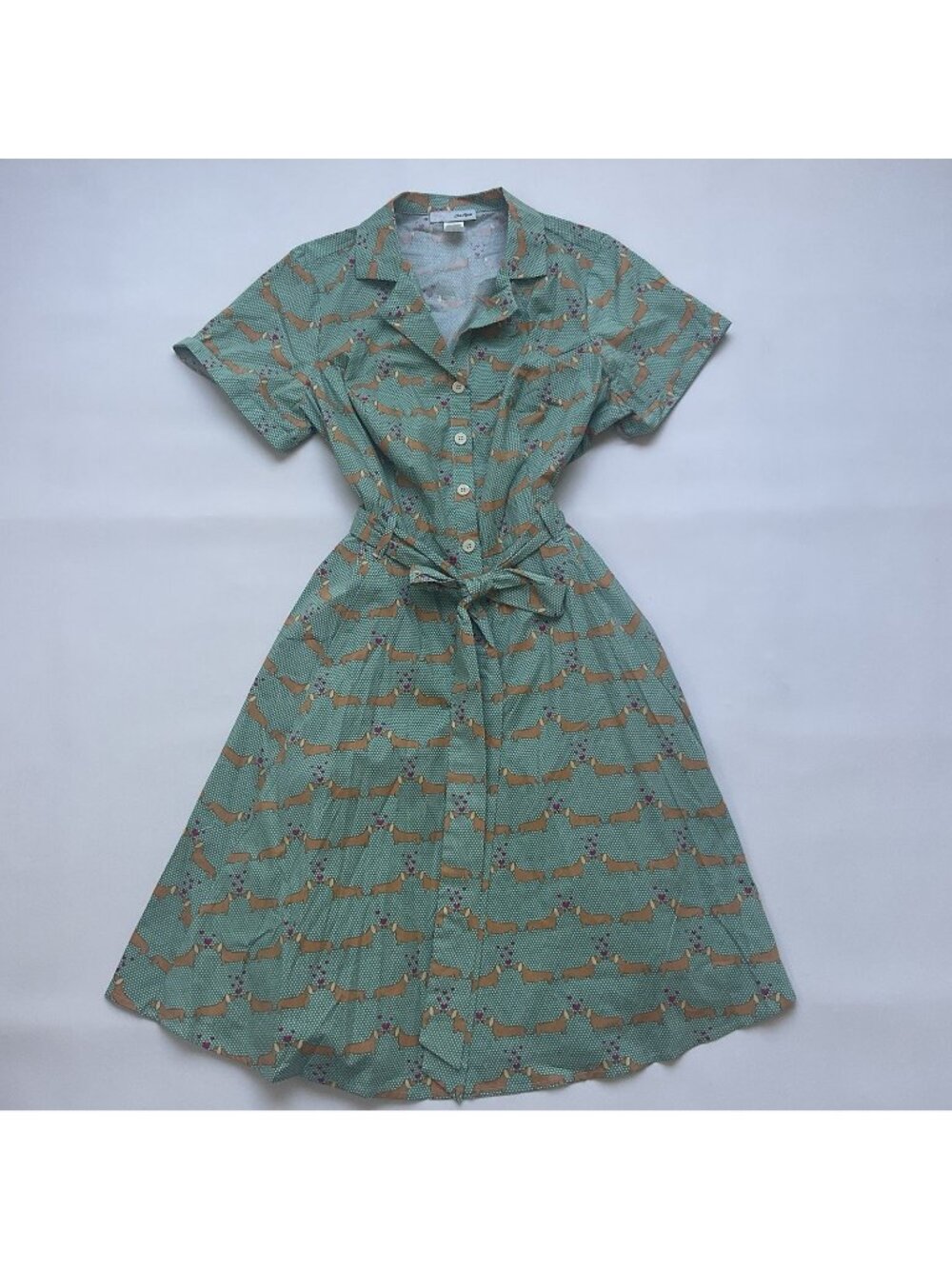 Eva Rose Women’s Retro Vintage Shirt Dress Wiener Dog Printed All-over Size XL